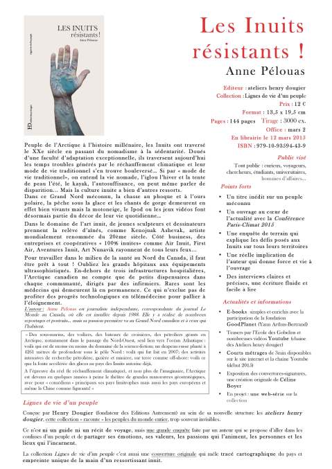 Les Inuits résistants - livre écrit par Anne Pélouas